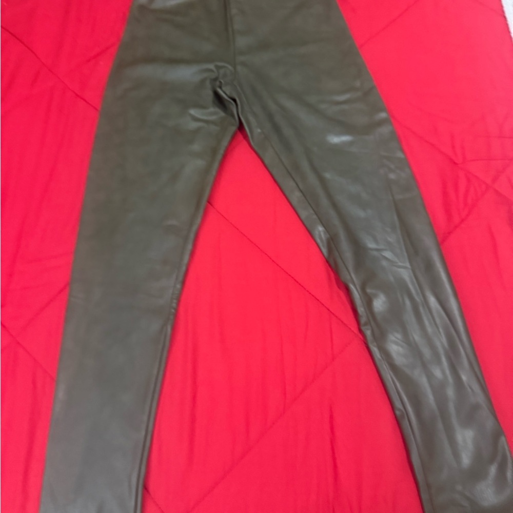 Aqua Olive Faux Leather Jacket